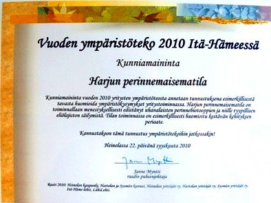 Vuoden ympristteko -kilpailun kunniakirja